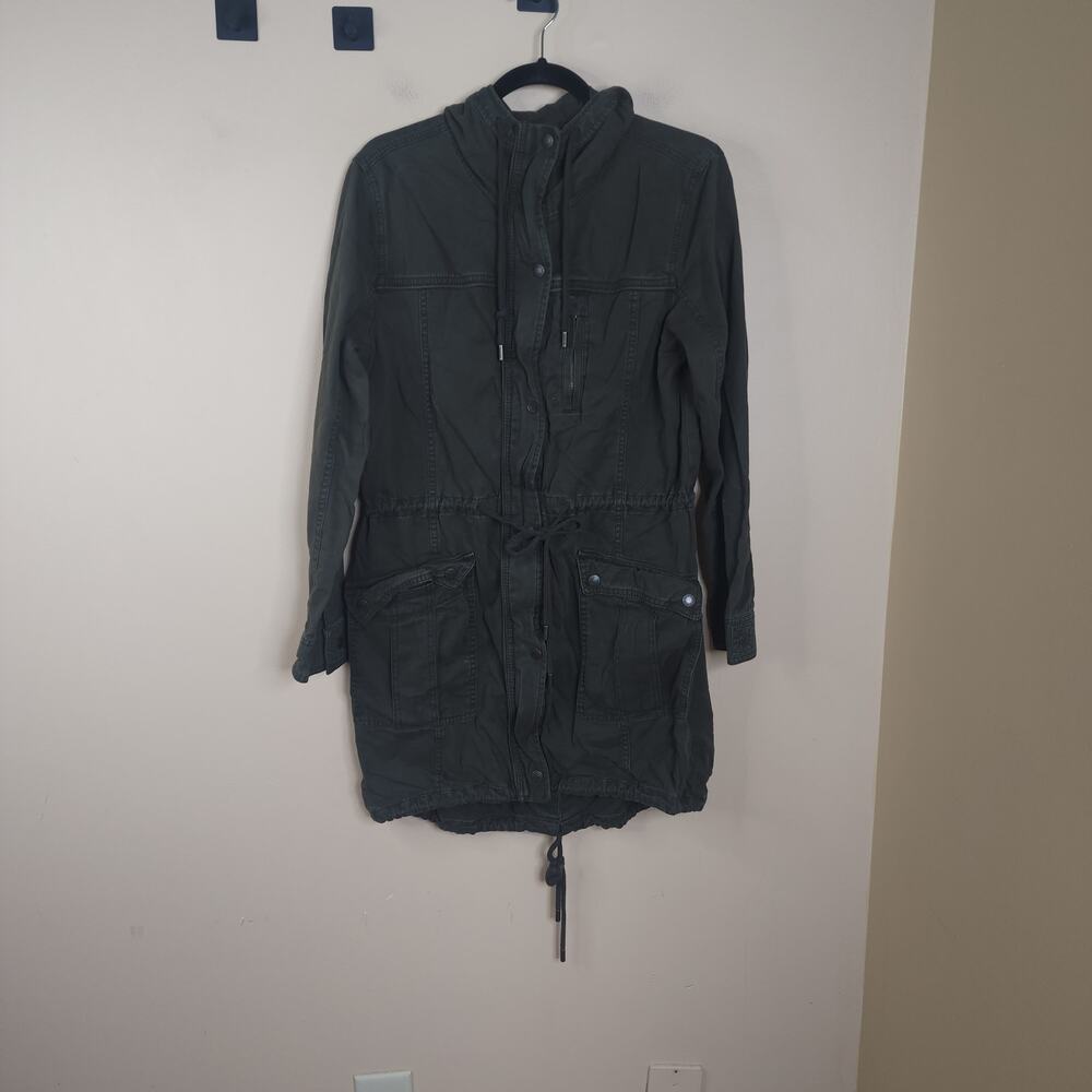 Abercrombie & Fitch Hooded Military Long Utility Jacket Army Green Size M